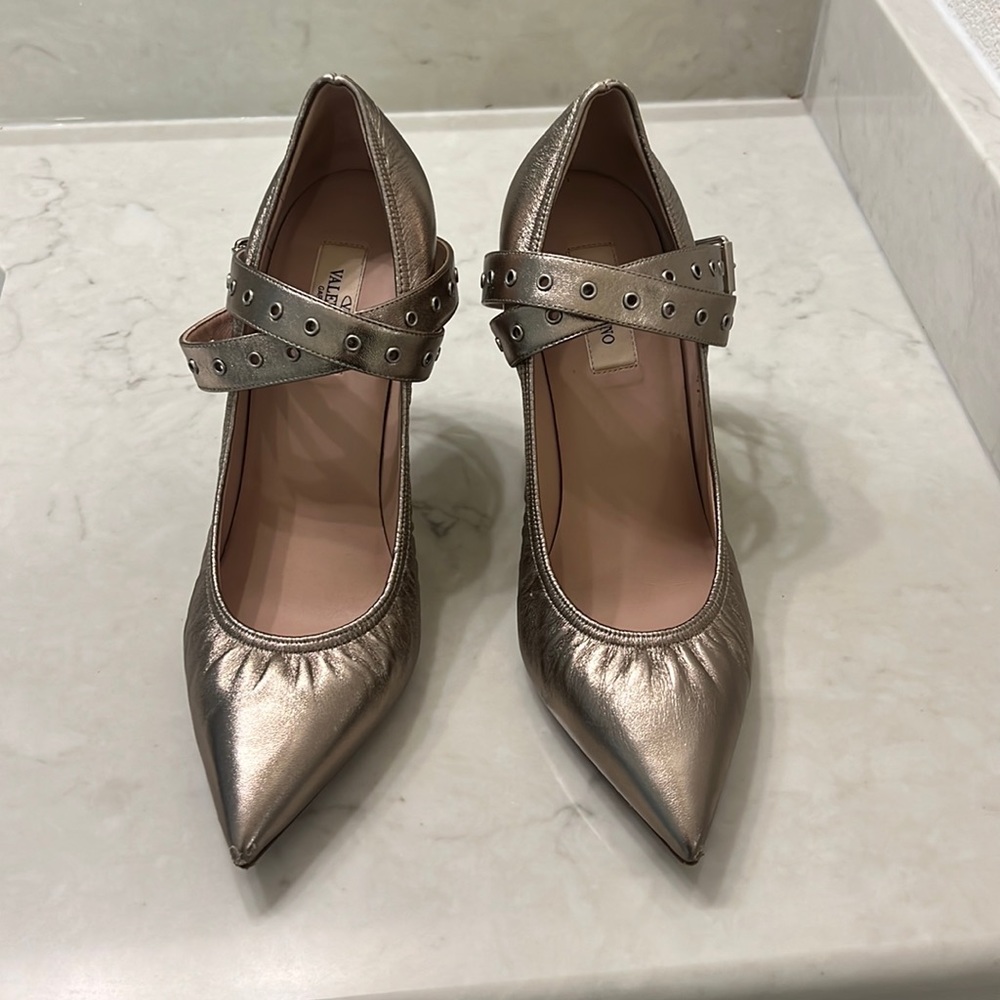 Valentino Garavani ankle strap golden heels